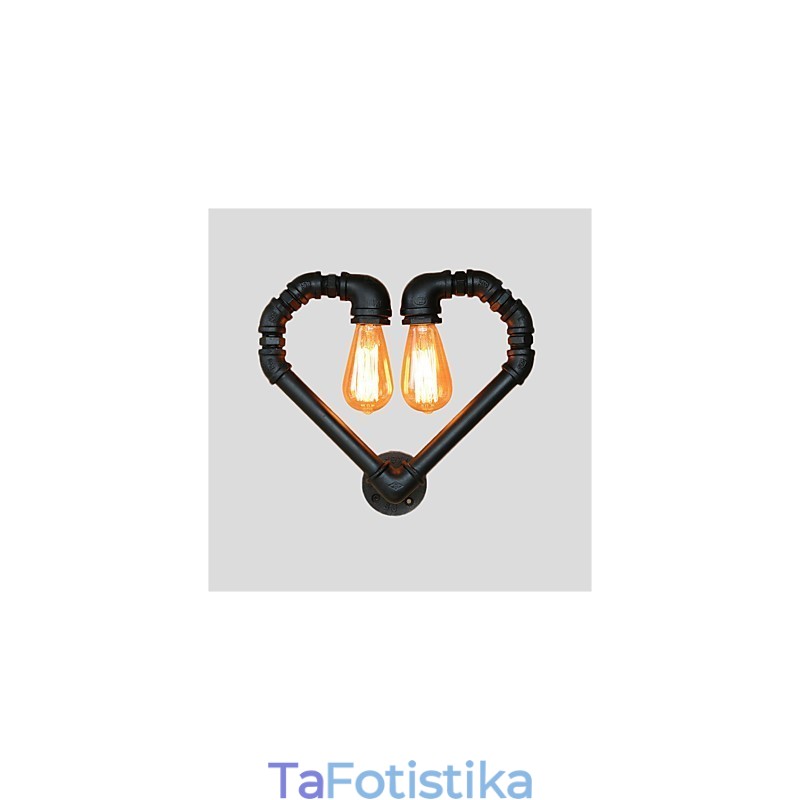 Vintage Water Pipe Loving Heart Δημιουργικά φωτιστικά τοίχου Βιομηχανικό σαλόνι Εστιατόριο Μπαρ διακόσμηση καφετέριας Απλίκες τοίχου