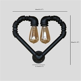 Vintage Water Pipe Loving Heart Δημιουργικά φωτιστικά τοίχου Βιομηχανικό σαλόνι Εστιατόριο Μπαρ διακόσμηση καφετέριας Απλίκες τοίχου
