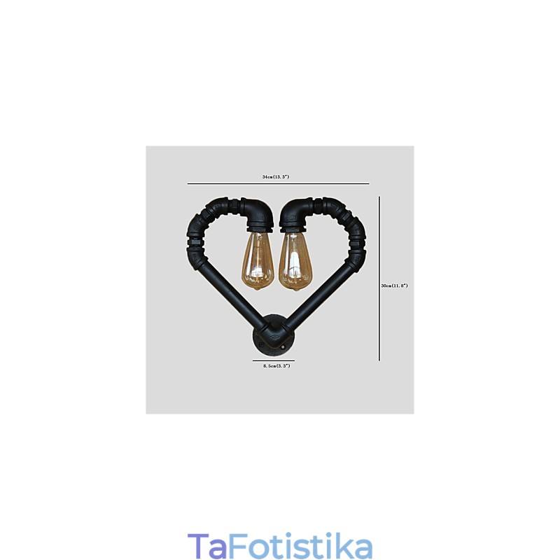 Vintage Water Pipe Loving Heart Δημιουργικά φωτιστικά τοίχου Βιομηχανικό σαλόνι Εστιατόριο Μπαρ διακόσμηση καφετέριας Απλίκες τοίχου