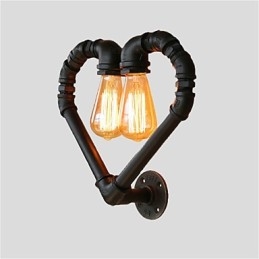 Vintage Water Pipe Loving Heart Δημιουργικά φωτιστικά τοίχου Βιομηχανικό σαλόνι Εστιατόριο Μπαρ διακόσμηση καφετέριας Απλίκες τοίχου