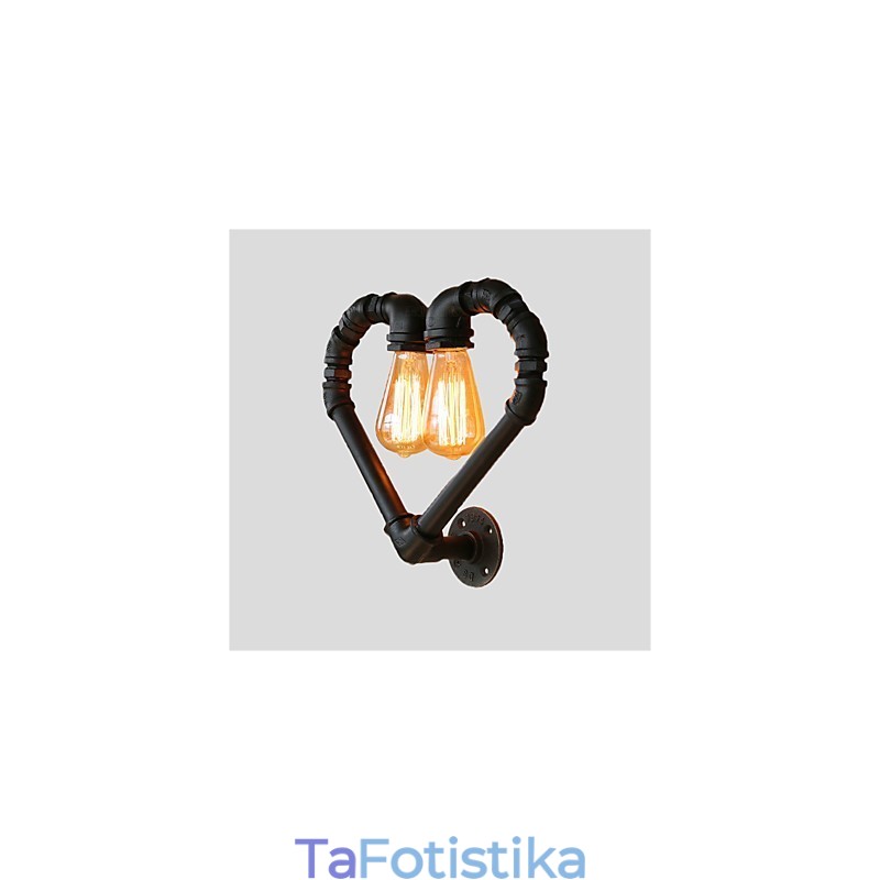 Vintage Water Pipe Loving Heart Δημιουργικά φωτιστικά τοίχου Βιομηχανικό σαλόνι Εστιατόριο Μπαρ διακόσμηση καφετέριας Απλίκες τοίχου