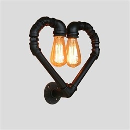 Vintage Water Pipe Loving Heart Δημιουργικά φωτιστικά τοίχου Βιομηχανικό σαλόνι Εστιατόριο Μπαρ διακόσμηση καφετέριας Απλίκες τοίχου