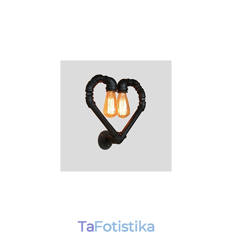 Vintage Water Pipe Loving Heart Δημιουργικά φωτιστικά τοίχου Βιομηχανικό σαλόνι Εστιατόριο Μπαρ διακόσμηση καφετέριας Απλίκες τοίχου