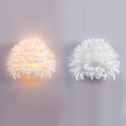 Πουπουλένια Φωτιστικά Τοίχου Μοντέρνο Σύγχρονο Υπνοδωμάτιο Ξενοδοχείο Απλίκες τοίχου E14