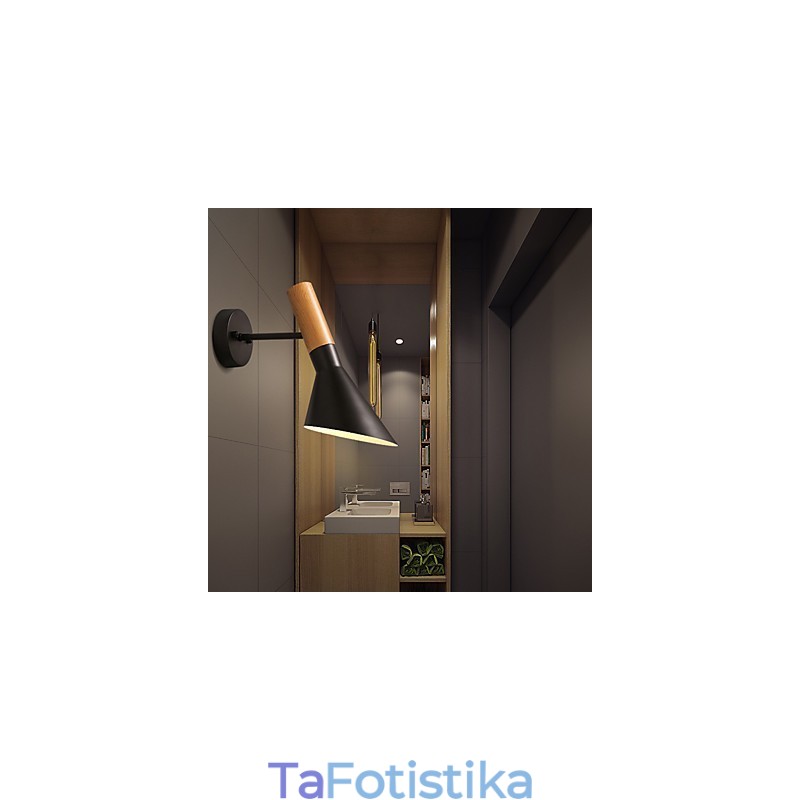 Μεταλλικά φώτα τοίχου σε στυλ Βόρειας Ευρώπης Wood Grain Μεταλλικά Φωτιστικά Σαλονιού Εστιατόριο Ρυθμιζόμενη γωνία φωτός