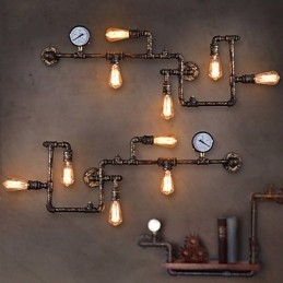 Λάμπες τοίχου Loft Industrial Antique Edison Φωτιστικά τοίχου με βολβούς Vintage Pipe Επιτοίχιο φωτιστικό για φωτισμό σαλονιού