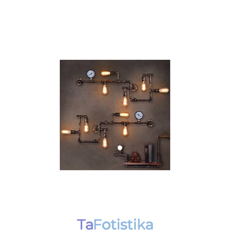 Λάμπες τοίχου Loft Industrial Antique Edison Φωτιστικά τοίχου με βολβούς Vintage Pipe Επιτοίχιο φωτιστικό για φωτισμό σαλονιού