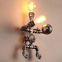 Loft Water Pipe Wall Lights Retro Industrial Style Creative Robot Design Metal Restaurant Cafe Bar Bar Απλίκες τοίχου