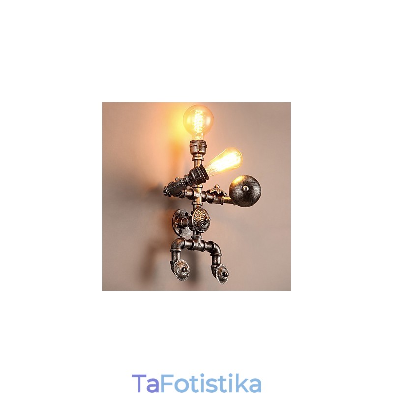 Loft Water Pipe Wall Lights Retro Industrial Style Creative Robot Design Metal Restaurant Cafe Bar Bar Απλίκες τοίχου