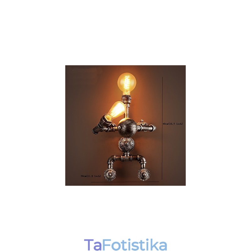 Loft Water Pipe Wall Lights Retro Industrial Style Creative Robot Design Metal Restaurant Cafe Bar Bar Απλίκες τοίχου