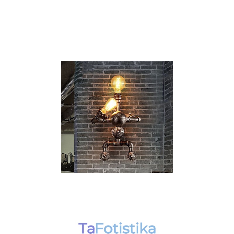 Loft Water Pipe Wall Lights Retro Industrial Style Creative Robot Design Metal Restaurant Cafe Bar Bar Απλίκες τοίχου