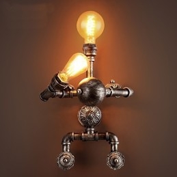 Loft Water Pipe Wall Lights Retro Industrial Style Creative Robot Design Metal Restaurant Cafe Bar Bar Απλίκες τοίχου