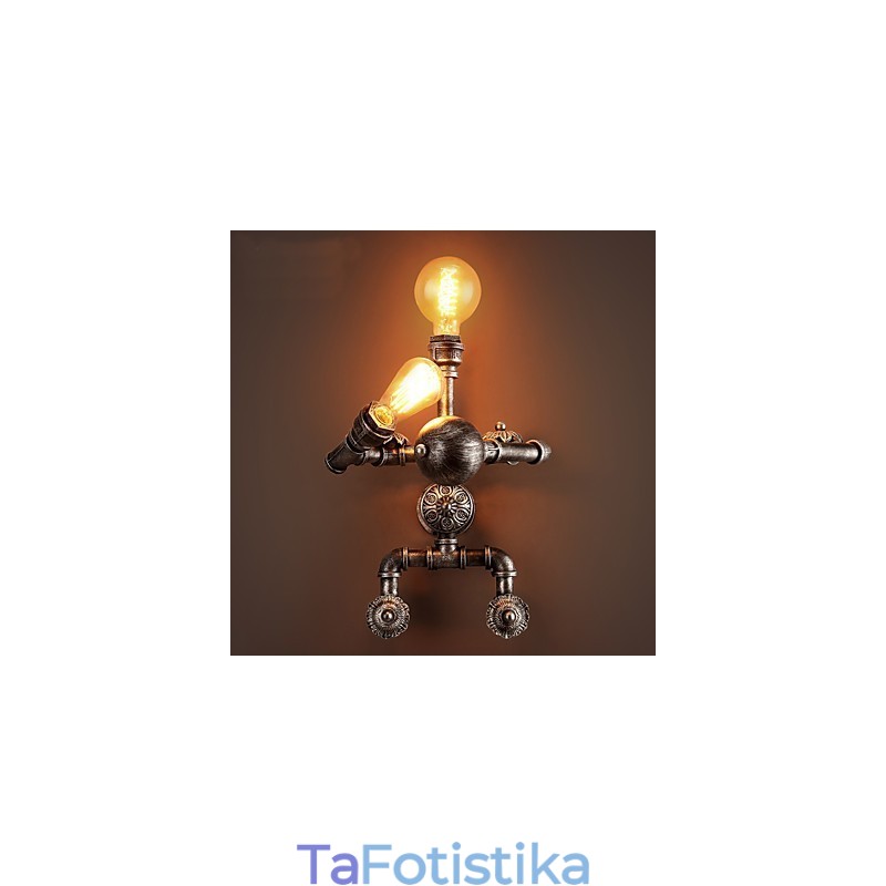 Loft Water Pipe Wall Lights Retro Industrial Style Creative Robot Design Metal Restaurant Cafe Bar Bar Απλίκες τοίχου