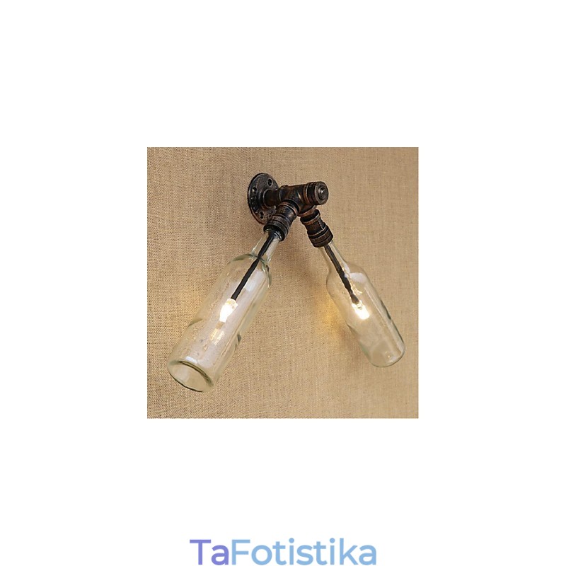 Retro American Village Creative Industry Wind Designer Επιτοίχιο Φωτιστικό Μπουκαλιού Νερού Ανοιχτό μπλε Διαφανές