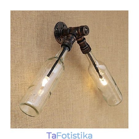 Retro American Village Creative Industry Wind Designer Επιτοίχιο Φωτιστικό Μπουκαλιού Νερού Ανοιχτό μπλε Διαφανές