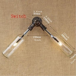 Retro American Village Creative Industry Wind Designer Επιτοίχιο Φωτιστικό Μπουκαλιού Νερού Ανοιχτό μπλε Διαφανές