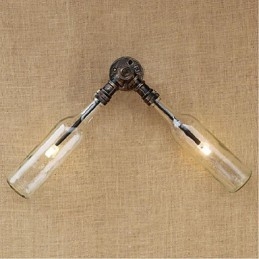 Retro American Village Creative Industry Wind Designer Επιτοίχιο Φωτιστικό Μπουκαλιού Νερού Ανοιχτό μπλε Διαφανές