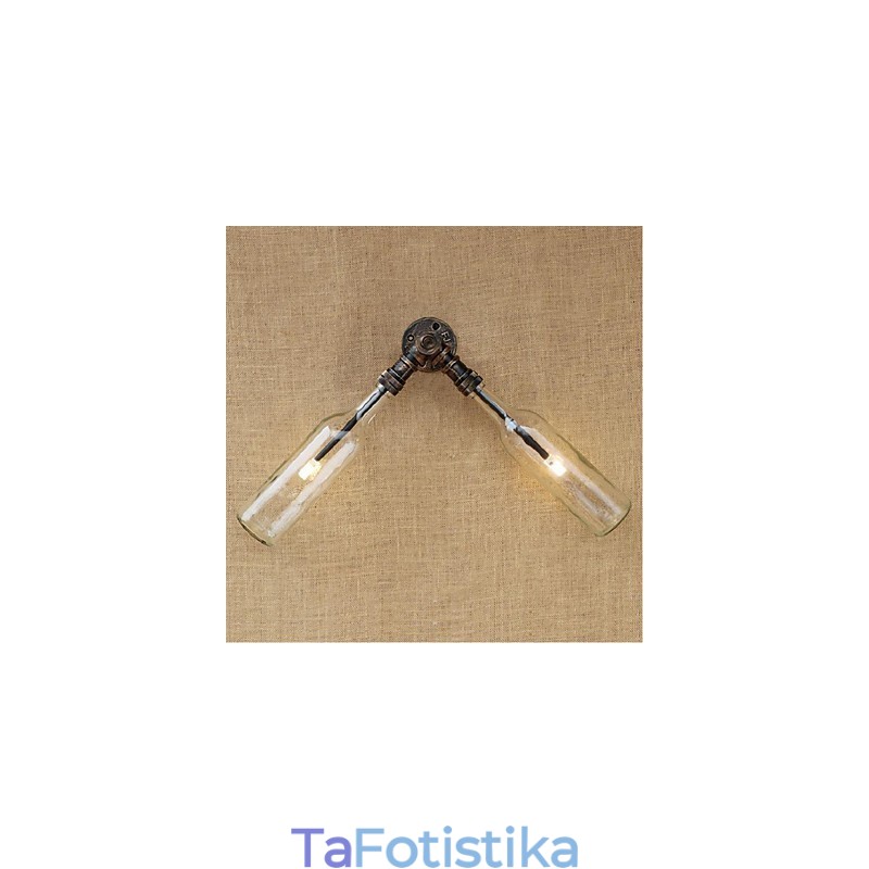 Retro American Village Creative Industry Wind Designer Επιτοίχιο Φωτιστικό Μπουκαλιού Νερού Ανοιχτό μπλε Διαφανές