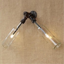 Retro American Village Creative Industry Wind Designer Επιτοίχιο Φωτιστικό Μπουκαλιού Νερού Ανοιχτό μπλε Διαφανές