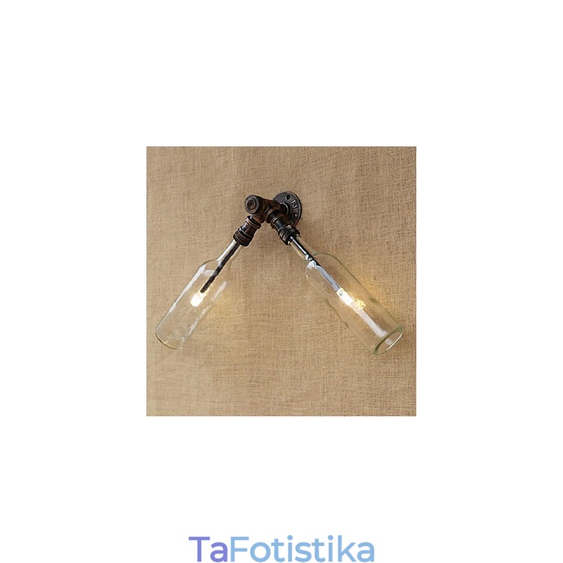 Retro American Village Creative Industry Wind Designer Επιτοίχιο Φωτιστικό Μπουκαλιού Νερού Ανοιχτό μπλε Διαφανές