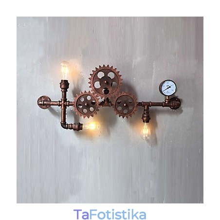 Vintage Industrial Pipe Φωτιστικά τοίχου Wood Gear Shape Δημιουργικά περιστρεφόμενα φώτα Εστιατορίου Cafe Bar Διακοσμητικός φωτισμός Vintage Industrial Pipe Φωτιστικά τοίχου Wood Gear Shape Δημιουργικά περιστρεφόμενα φώτα Εστιατορίου Cafe Bar Διακοσμητικός φωτισμός