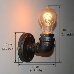 Απλό Retro Industrial Iron Pipe Διακοσμητικό επιτοίχιο φωτιστικό τοίχου