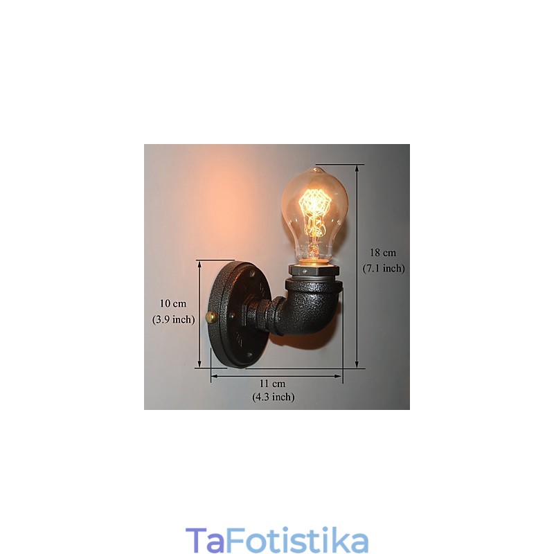 Απλό Retro Industrial Iron Pipe Διακοσμητικό επιτοίχιο φωτιστικό τοίχου
