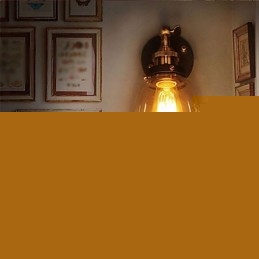 Industrial Edison Simplicity Γυάλινη Απλίκα Τοίχου Μεταλλικό Καπάκι Βάσης Τραπεζαρίας Δωμάτιο γραφείου Φωτιστικό τοίχου στο διάδρομο