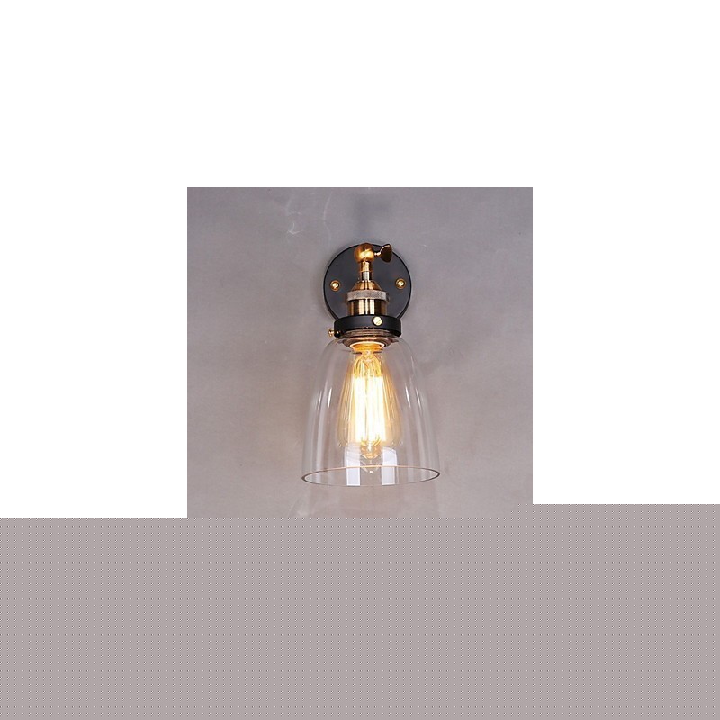 Industrial Edison Simplicity Γυάλινη Απλίκα Τοίχου Μεταλλικό Καπάκι Βάσης Τραπεζαρίας Δωμάτιο γραφείου Φωτιστικό τοίχου στο διάδρομο