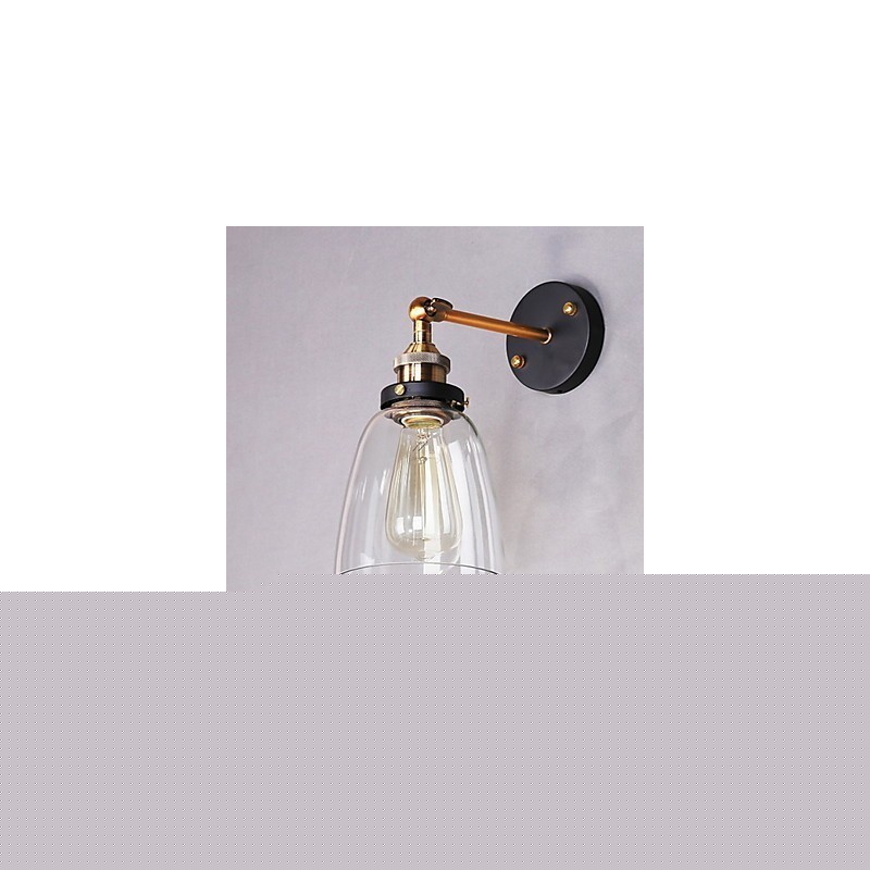 Industrial Edison Simplicity Γυάλινη Απλίκα Τοίχου Μεταλλικό Καπάκι Βάσης Τραπεζαρίας Δωμάτιο γραφείου Φωτιστικό τοίχου στο διάδρομο
