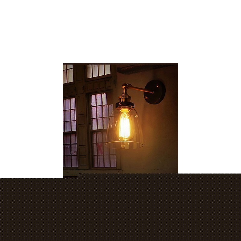 Industrial Edison Simplicity Γυάλινη Απλίκα Τοίχου Μεταλλικό Καπάκι Βάσης Τραπεζαρίας Δωμάτιο γραφείου Φωτιστικό τοίχου στο διάδρομο
