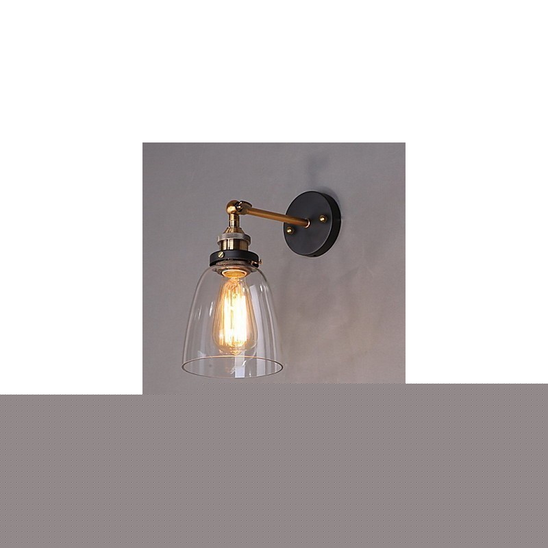 Industrial Edison Simplicity Γυάλινη Απλίκα Τοίχου Μεταλλικό Καπάκι Βάσης Τραπεζαρίας Δωμάτιο γραφείου Φωτιστικό τοίχου στο διάδρομο