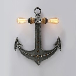 Vintage Industrial Wall Lights Wood Boat Anchor Shape Creative Restaurant Cafe Bar Διακοσμητικός φωτισμός