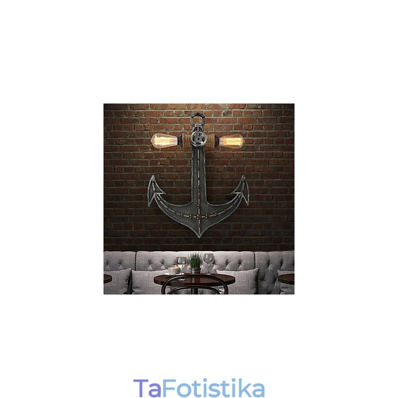 Vintage Industrial Wall Lights Wood Boat Anchor Shape Creative Restaurant Cafe Bar Διακοσμητικός φωτισμός