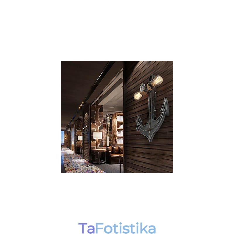 Vintage Industrial Wall Lights Wood Boat Anchor Shape Creative Restaurant Cafe Bar Διακοσμητικός φωτισμός