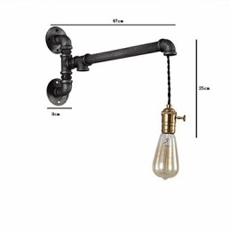 Vintage Industrial Pipe Φωτιστικά τοίχου με διακόπτη Creative Lights Εστιατόριο Cafe Bar Διακοσμητικός φωτισμός με 1 ανοιχτόχρωμο φινίρισμα