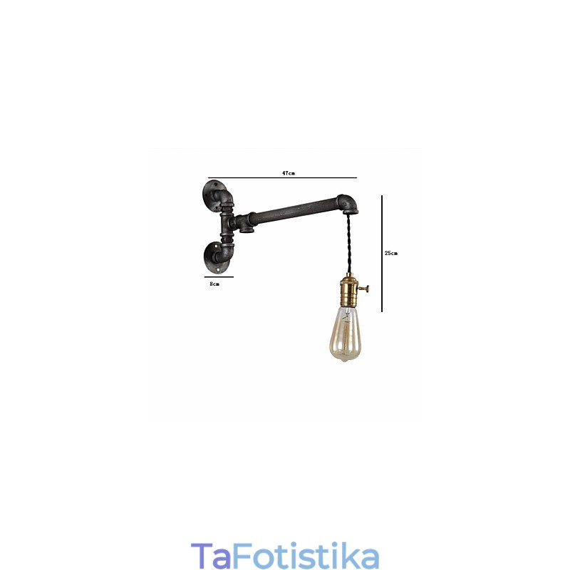 Vintage Industrial Pipe Φωτιστικά τοίχου με διακόπτη Creative Lights Εστιατόριο Cafe Bar Διακοσμητικός φωτισμός με 1 ανοιχτόχρωμο φινίρισμα