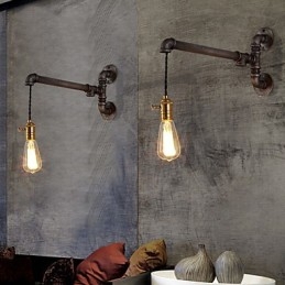 Vintage Industrial Pipe Φωτιστικά τοίχου με διακόπτη Creative Lights Εστιατόριο Cafe Bar Διακοσμητικός φωτισμός με 1 ανοιχτόχρωμο φινίρισμα