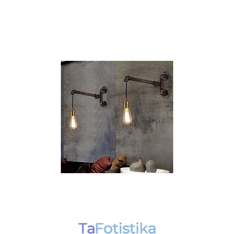 Vintage Industrial Pipe Φωτιστικά τοίχου με διακόπτη Creative Lights Εστιατόριο Cafe Bar Διακοσμητικός φωτισμός με 1 ανοιχτόχρωμο φινίρισμα