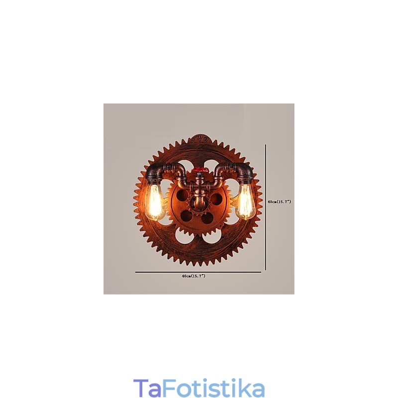 2 κεφαλές Vintage βιομηχανικά φωτιστικά τοίχου Ξύλινα φώτα σχήματος εστιατορίου Cafe Bar Διακόσμηση Απλίκες τοίχου