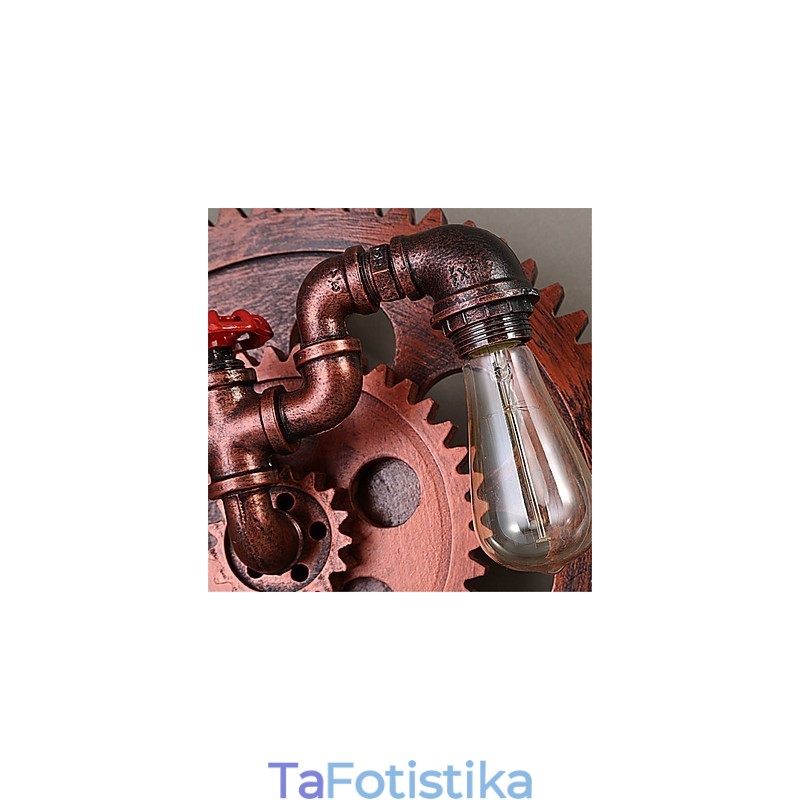 2 κεφαλές Vintage βιομηχανικά φωτιστικά τοίχου Ξύλινα φώτα σχήματος εστιατορίου Cafe Bar Διακόσμηση Απλίκες τοίχου