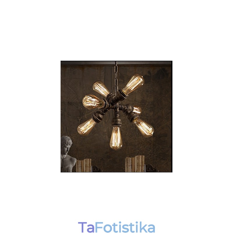 Κρεμαστό πολυέλαιος American Industrial Water Pipe ρετρό στυλ Wind 7 Light