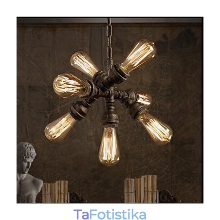 Κρεμαστό πολυέλαιος American Industrial Water Pipe ρετρό στυλ Wind 7 Light Κρεμαστό πολυέλαιος American Industrial Water Pipe ρετρό στυλ Wind 7 Light