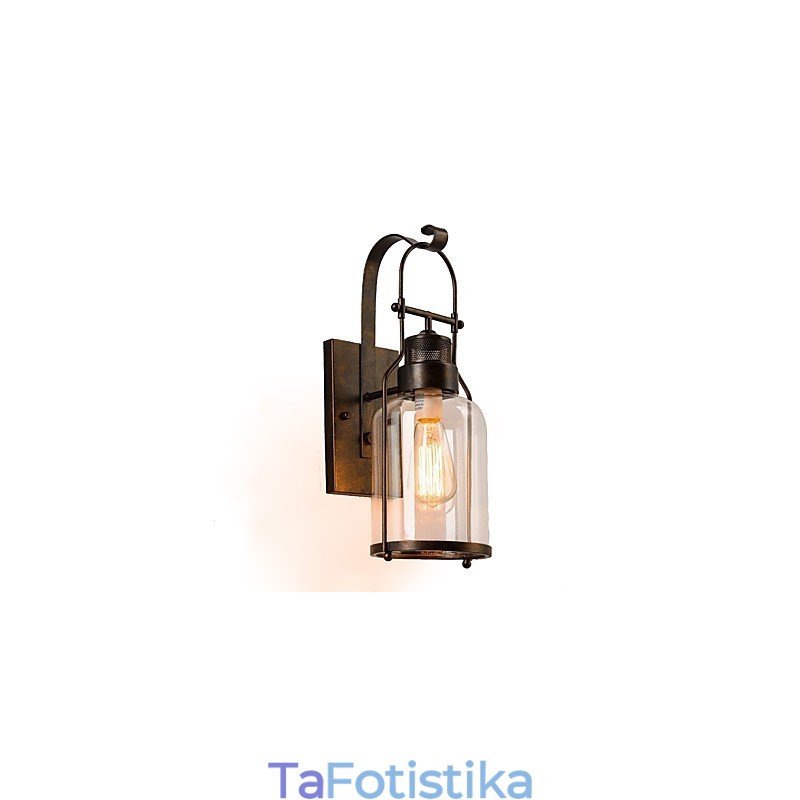Retro Industrial Loft Lantern 1 ελαφριά απλίκα τοίχου με διάφανο γυαλί