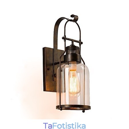 Retro Industrial Loft Lantern 1 ελαφριά απλίκα τοίχου με διάφανο γυαλί Retro Industrial Loft Lantern 1 ελαφριά απλίκα τοίχου με διάφανο γυαλί