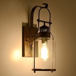 Retro Industrial Loft Lantern 1 ελαφριά απλίκα τοίχου με διάφανο γυαλί