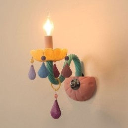 Macaron 1 Light Multi Crystal Candle Retro Glass Wall Light για Παιδικό Δωμάτιο Παιδικό Υπνοδωμάτιο