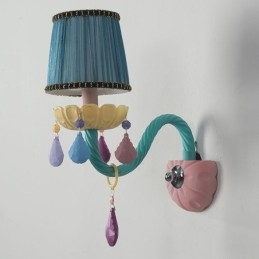 Macaron 1 Light Multi Crystal Candle Retro Glass Wall Light για Παιδικό Δωμάτιο Παιδικό Υπνοδωμάτιο