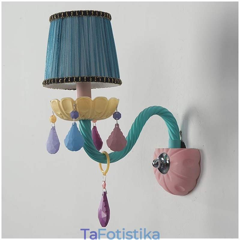 Macaron 1 Light Multi Crystal Candle Retro Glass Wall Light για Παιδικό Δωμάτιο Παιδικό Υπνοδωμάτιο