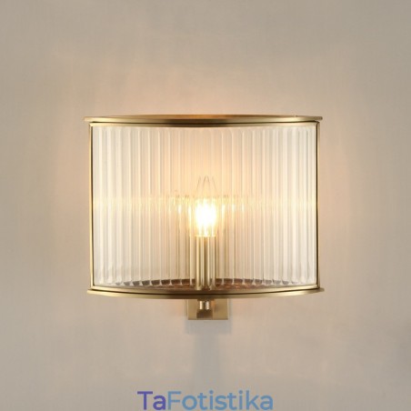 Pure Brass Luxurious Rustic Retro Vintage 1 Light τοίχου με γυάλινη απόχρωση
